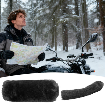 Handlebar Muffs - Hand Warmers - Motorcycle Accessories - Scooter Accessories - Handles - Brake Lever Protection - Winter - Moped - Bicycle Handlebars - Plush - Gift for Men - Soft Grip - Universal - Black - 2 Pieces - Image 7