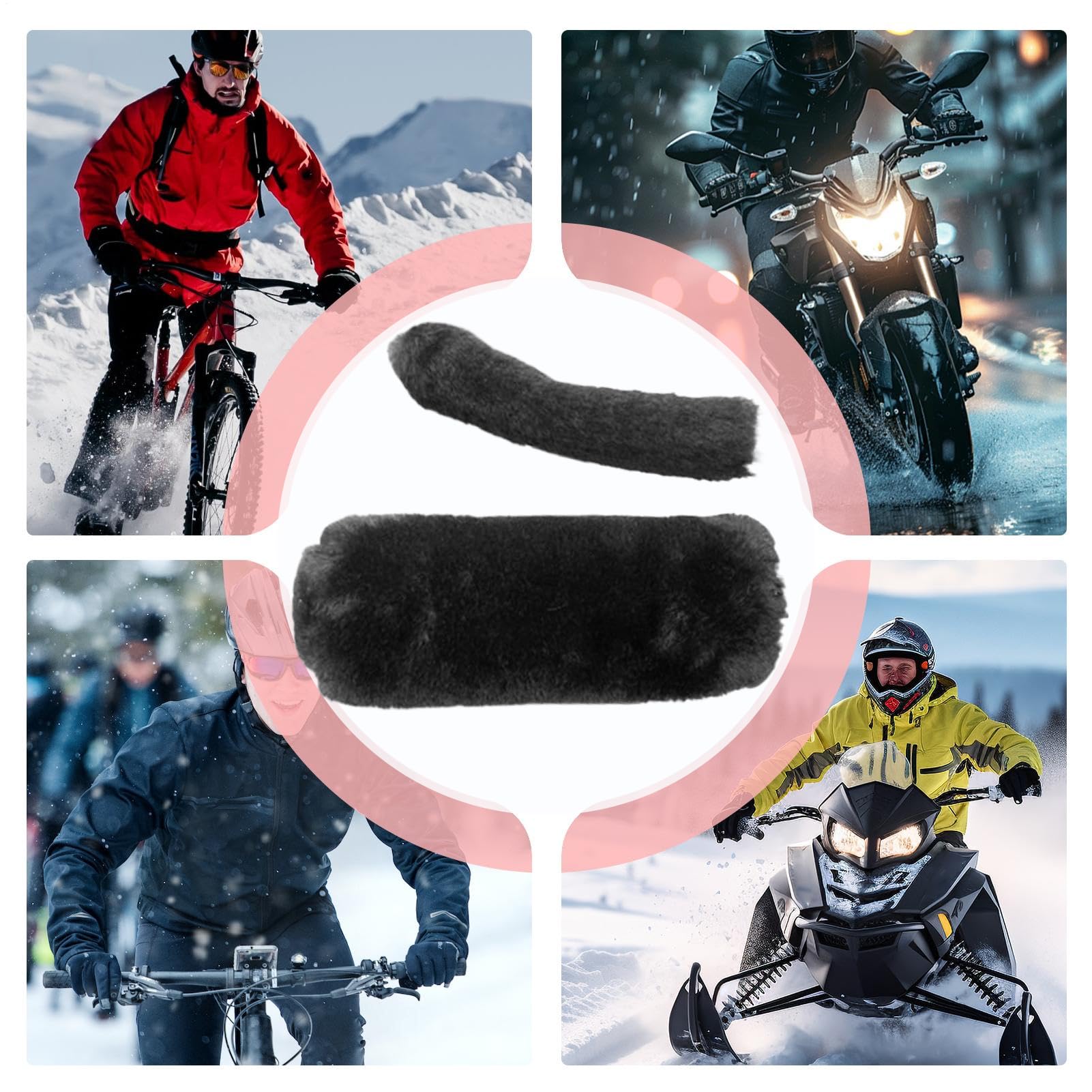 Handlebar Muffs - Hand Warmers - Motorcycle Accessories - Scooter Accessories - Handles - Brake Lever Protection - Winter - Moped - Bicycle Handlebars - Plush - Gift for Men - Soft Grip - Universal - Black - 2 Pieces - Image 8