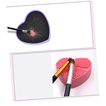 Makeup Brush Cleaner - Brush Cleaner - Brush Cleaner - Makeup Sponge - Cosmetic Accessories - Dry Cleaning Sponge - Brush Cleaning - Silicone Cleaning Mat - Beauty Gadget - Gift for Women - Heart-shaped - Pink and Purple - 2 Pieces - Image 6