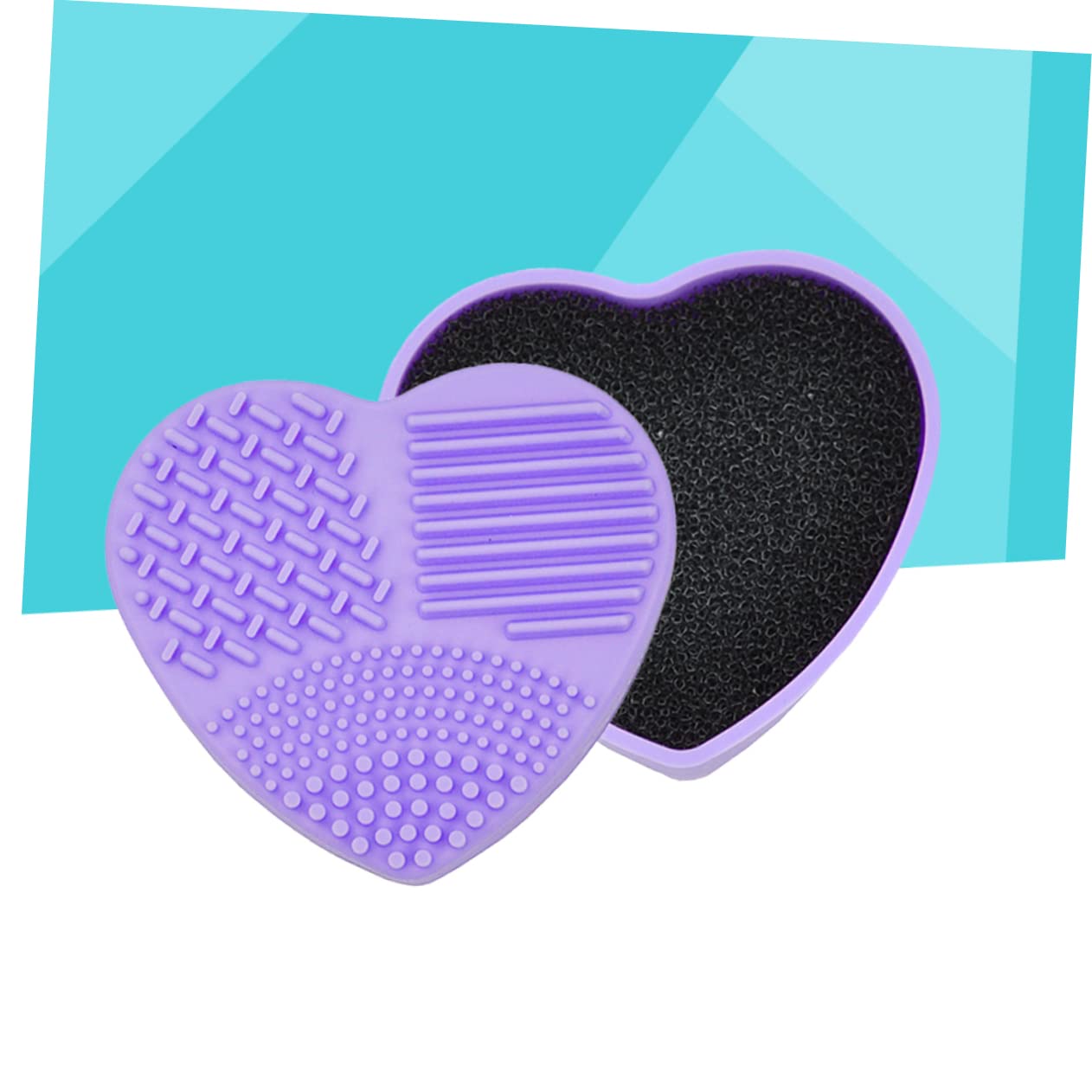 Makeup Brush Cleaner - Brush Cleaner - Brush Cleaner - Makeup Sponge - Cosmetic Accessories - Dry Cleaning Sponge - Brush Cleaning - Silicone Cleaning Mat - Beauty Gadget - Gift for Women - Heart-shaped - Pink and Purple - 2 Pieces - Image 7