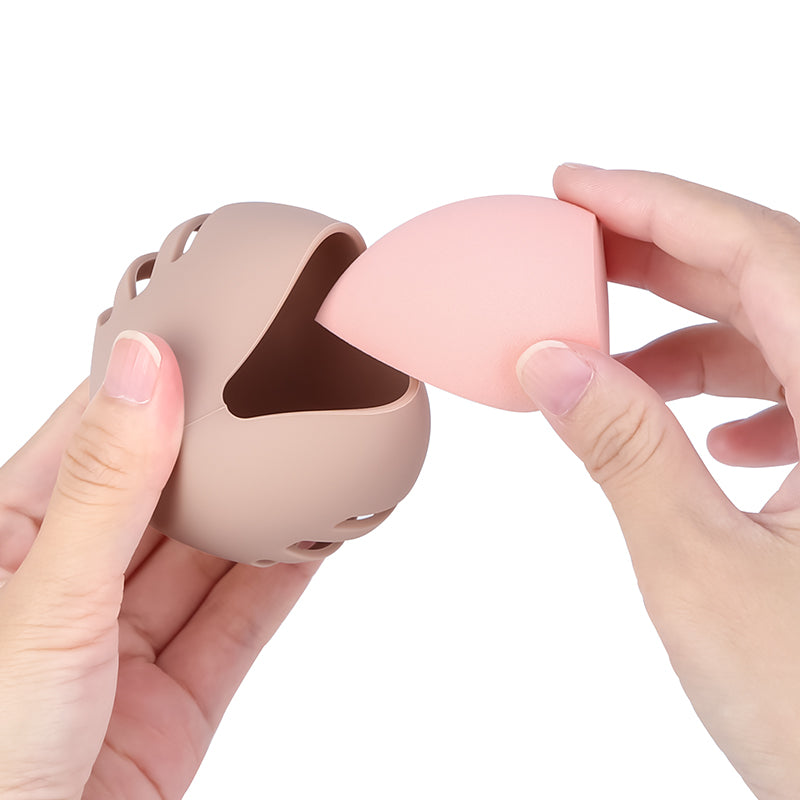 Makeup Sponge Holder - Beauty Sponge Case - Makeup Organizer - Storage Box - Makeup Egg - Travel Box - Cosmetic Accessories - Sponge Box - Gift for Women - Toiletry Bag - Protective Cover - Silicone - Nude Pink and Brown - 3 Pieces - Image 6