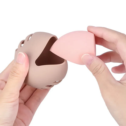 Makeup Sponge Holder - Beauty Sponge Case - Makeup Organizer - Storage Box - Makeup Egg - Travel Box - Cosmetic Accessories - Sponge Box - Gift for Women - Toiletry Bag - Protective Cover - Silicone - Nude Pink and Brown - 3 Pieces - Image 6