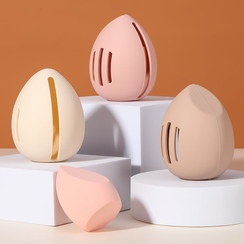 Makeup Sponge Holder - Beauty Sponge Case - Makeup Organizer - Storage Box - Makeup Egg - Travel Box - Cosmetic Accessories - Sponge Box - Gift for Women - Toiletry Bag - Protective Cover - Silicone - Nude Pink and Brown - 3 Pieces - Image 7