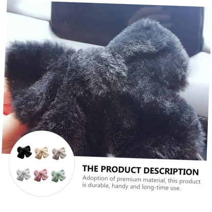 Hair Clip - Hairpin - Hair Bow - Large Bow - Hair Accessories Girls - Hair Accessories Women - Plush - Fluffy - Winter Accessories - Gift For Women - Clip - Soft - Black Beige Gray White Pink And Green - 6 Pieces - Image 7