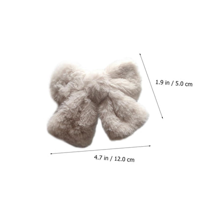 Hair Clip - Hairpin - Hair Bow - Large Bow - Hair Accessories Girls - Hair Accessories Women - Plush - Fluffy - Winter Accessories - Gift For Women - Clip - Soft - Black Beige Gray White Pink And Green - 6 Pieces - Image 8