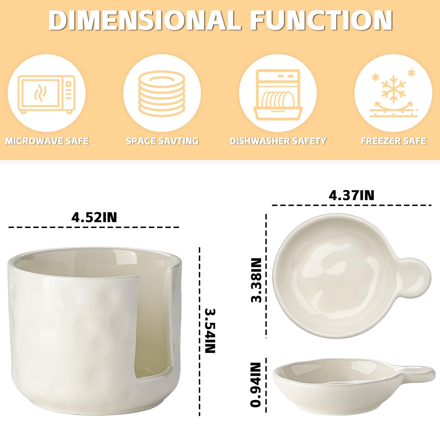 Sauce bowls - Tapas bowls - Dip bowls - Drinks bowls - Soy sauce bowl - Amuse bowls - Serving bowls - Gourmet - Snack bowls - Tableware - Ceramic Stackable with holder - White - 6 pieces - Image 2