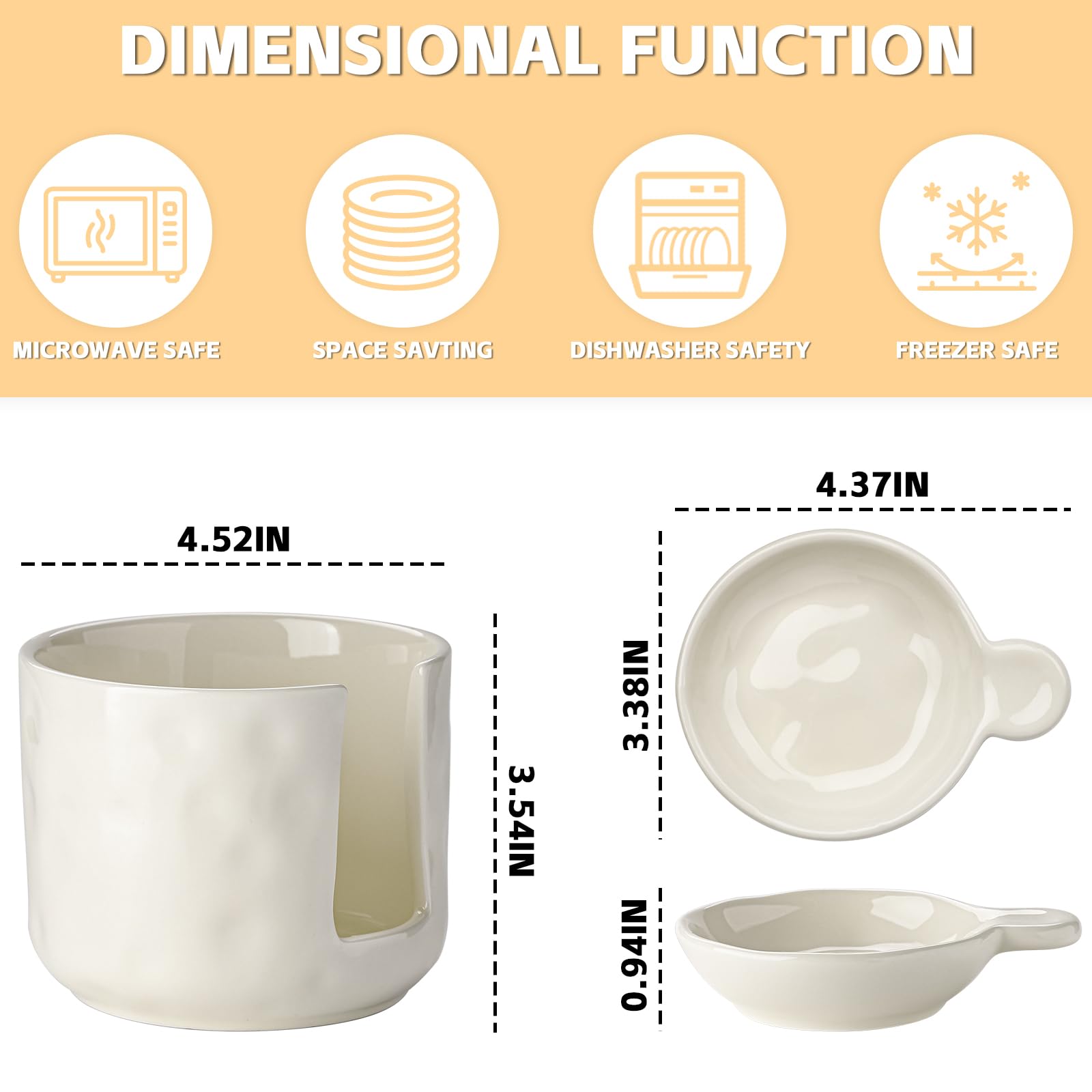 Sauce bowls - Tapas bowls - Dip bowls - Drinks bowls - Soy sauce bowl - Amuse bowls - Serving bowls - Gourmet - Snack bowls - Tableware - Ceramic Stackable with holder - White - 6 pieces - Image 2