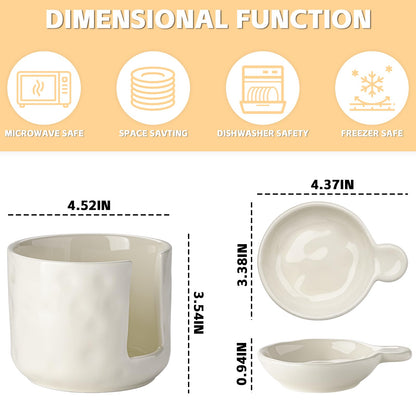Sauce bowls - Tapas bowls - Dip bowls - Drinks bowls - Soy sauce bowl - Amuse bowls - Serving bowls - Gourmet - Snack bowls - Tableware - Ceramic Stackable with holder - White - 6 pieces - Image 2