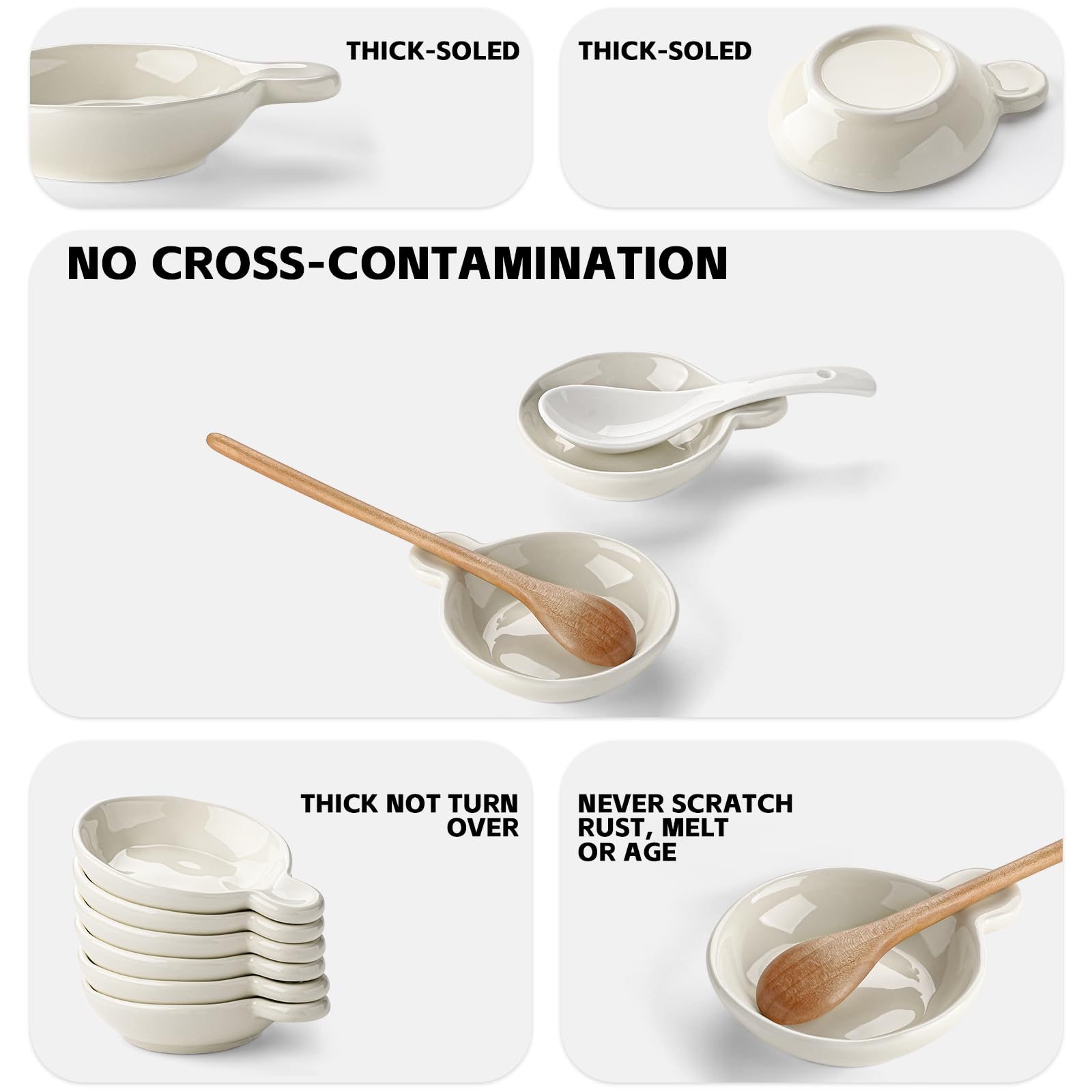 Sauce bowls - Tapas bowls - Dip bowls - Drinks bowls - Soy sauce bowl - Amuse bowls - Serving bowls - Gourmet - Snack bowls - Tableware - Ceramic Stackable with holder - White - 6 pieces - Image 3