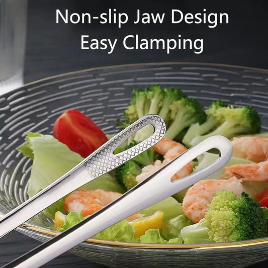 2 Pieces Stainless Steel Kitchen Tongs for BBQ, Meat, Serving and Korean Barbecue, Precision Cooking Tweezers for Home Chefs, Gold - Image 2