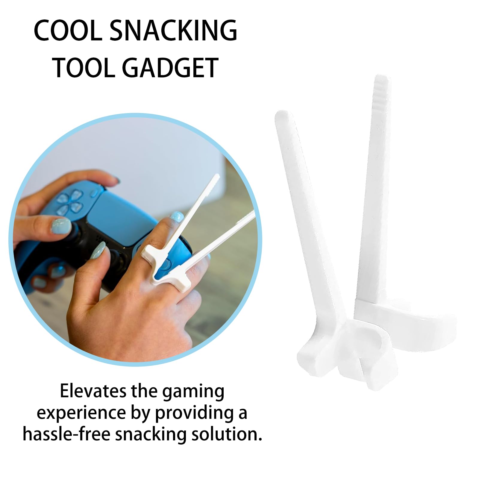 Finger Chopsticks - Gaming Accessories - Snack Sticks - Chip Tongs - Gadgets Men - Gift for Gamer - Computer Accessories - No More Greasy Fingers - Funny Gifts - Snack Tweezers - Reusable - Black White Gray and Pink - 4 Pieces - Image 7