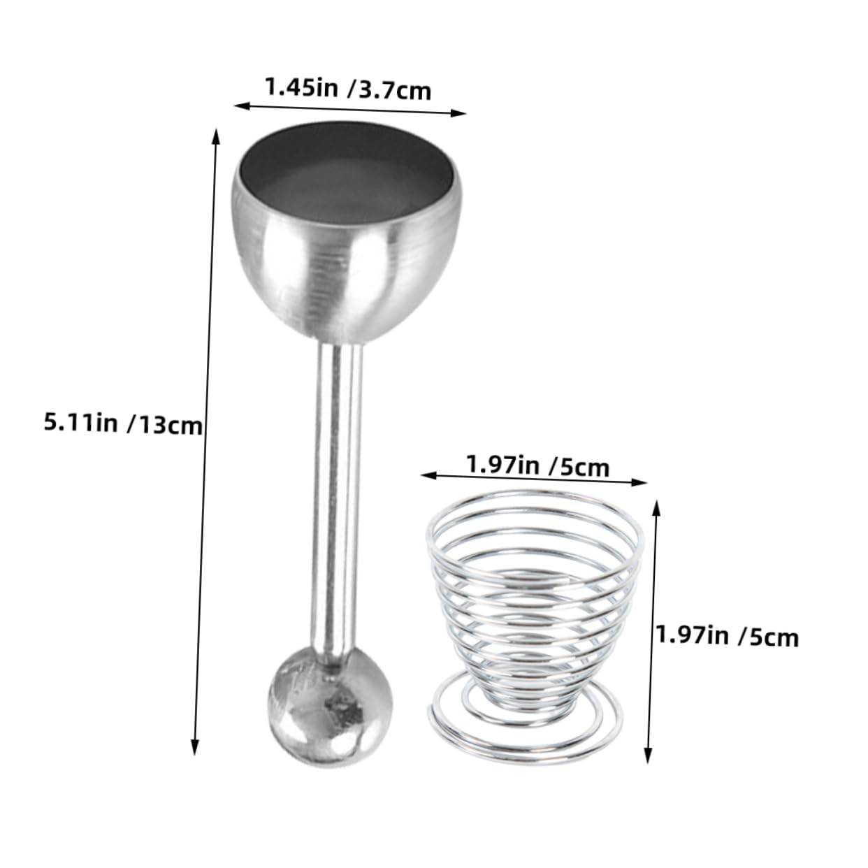 Egg Taper - Egg Cup - Egg Opener - Egg Shell Breaker - Egg Holder - Egg Cracker - Breakfast - Kitchen Utensils - Egg Beater - Kitchen Gadgets - Soft-Boiled Egg - Egg Cracker - Egg Slicer - Dishwasher Safe Stainless Steel - Silver - 2 Piece Set - Image 2