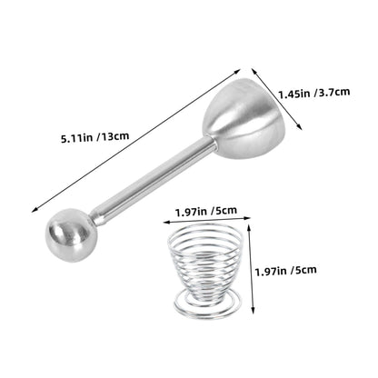 Egg Taper - Egg Cup - Egg Opener - Egg Shell Breaker - Egg Holder - Egg Cracker - Breakfast - Kitchen Utensils - Egg Beater - Kitchen Gadgets - Soft-Boiled Egg - Egg Cracker - Egg Slicer - Dishwasher Safe Stainless Steel - Silver - 2 Piece Set - Image 8