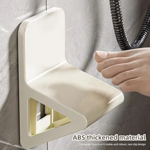 2 Pieces Wall-Mounted Shower Footrest and Shoe Bench for Bathrooms, Foot Washing, Shaving and Space-Saving Storage, Black and White - Image 3