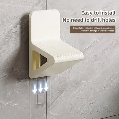 2 Pieces Wall-Mounted Shower Footrest and Shoe Bench for Bathrooms, Foot Washing, Shaving and Space-Saving Storage, Black and White - Image 5