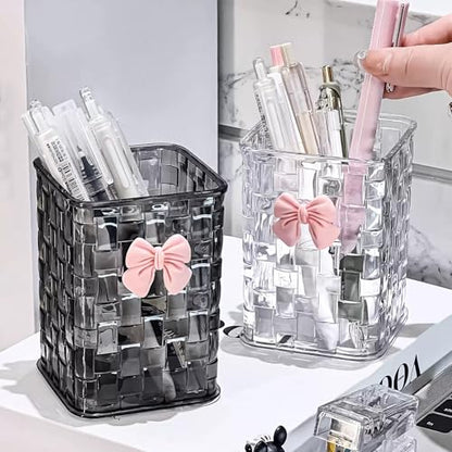 Desk organizer - Organizer - Storage basket - Storage box - Desk accessories - Desk organizer pen tray - Desk organizer pen tray - Bathroom cabinet - Bathroom furniture - Bow - Transparent white - 1 piece - Image 2