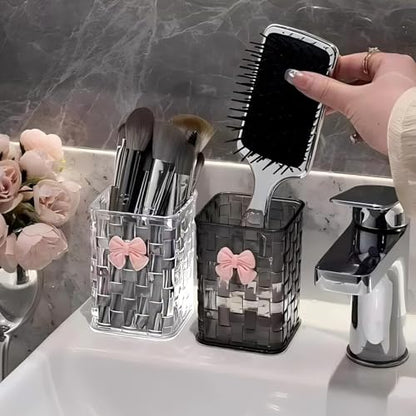 Desk organizer - Organizer - Storage basket - Storage box - Desk accessories - Desk organizer pen tray - Desk organizer pen tray - Bathroom cabinet - Bathroom furniture - Bow - Transparent white - 1 piece - Image 3