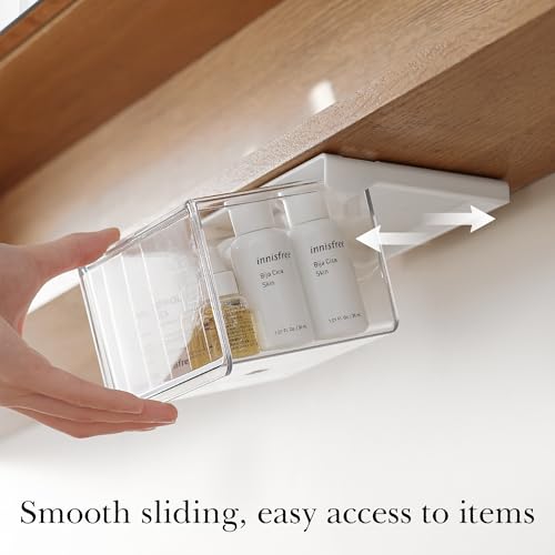 Makeup organizer - Organizer - Storage basket - Storage box - Mirror cabinet - Cable organizer - Chest of drawers - Makeup storage basket - Cosmetics organizer - Bathroom cabinet - Bathroom furniture - Transparent white - 2 pieces - Image 3