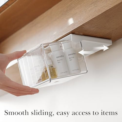 Makeup organizer - Organizer - Storage basket - Storage box - Mirror cabinet - Cable organizer - Chest of drawers - Makeup storage basket - Cosmetics organizer - Bathroom cabinet - Bathroom furniture - Transparent white - 2 pieces - Image 3