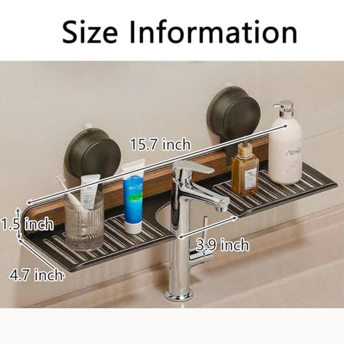 Wall shelf - bath shelf - shower rack - towel rack - shelf - bathroom rack - Mirror cabinet - Storage rack - Draining rack - bathroom furniture - Bathroom - Storage box - storage basket - Toilet - walnut & black - 1 piece - Image 3
