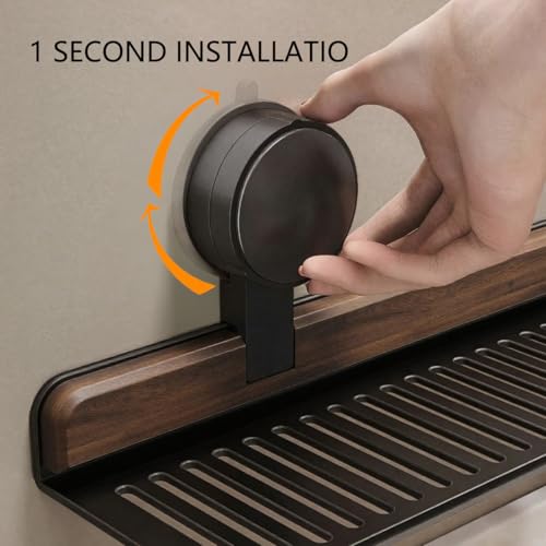 Wall shelf - bath shelf - shower rack - towel rack - shelf - bathroom rack - Mirror cabinet - Storage rack - Draining rack - bathroom furniture - Bathroom - Storage box - storage basket - Toilet - walnut & black - 1 piece - Image 4