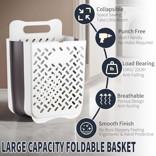 Laundry Basket - Folding Laundry Basket - Wall Shelf - Bath Shelf - Bathroom Rack - Storage Rack - Storage Basket - Organizer - Foldable Silicone Laundry Basket - Bathroom Furniture - Bathroom - Toilet - Black - 1 Piece - Image 3