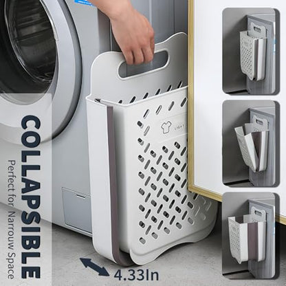 Laundry Basket - Folding Laundry Basket - Wall Shelf - Bath Shelf - Bathroom Rack - Storage Rack - Storage Basket - Organizer - Foldable Silicone Laundry Basket - Bathroom Furniture - Bathroom - Toilet - Black - 1 Piece - Image 4