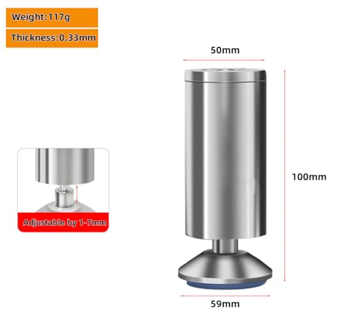 Table legs - bathroom cabinet legs - bathroom furniture legs - desk legs - shoe cabinet legs - wardrobe legs - TV cabinet legs - cabinet legs - wardrobe legs - bookcase legs - dressing table - dining table - footstool - stainless steel - 4 pieces - Image 2
