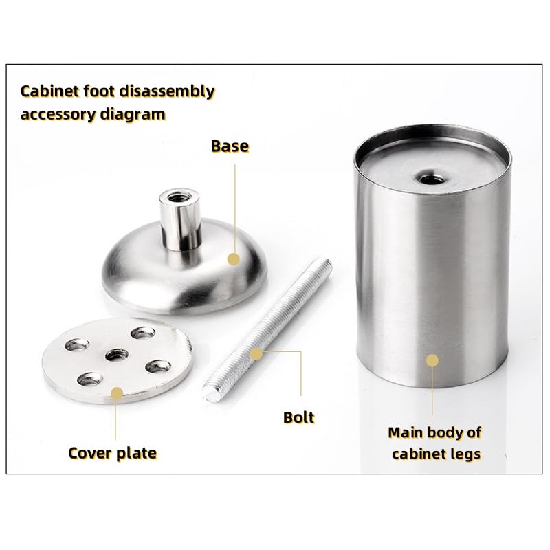 Table legs - bathroom cabinet legs - bathroom furniture legs - desk legs - shoe cabinet legs - wardrobe legs - TV cabinet legs - cabinet legs - wardrobe legs - bookcase legs - dressing table - dining table - footstool - stainless steel - 4 pieces - Image 3