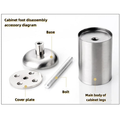 Table legs - bathroom cabinet legs - bathroom furniture legs - desk legs - shoe cabinet legs - wardrobe legs - TV cabinet legs - cabinet legs - wardrobe legs - bookcase legs - dressing table - dining table - footstool - stainless steel - 4 pieces - Image 3