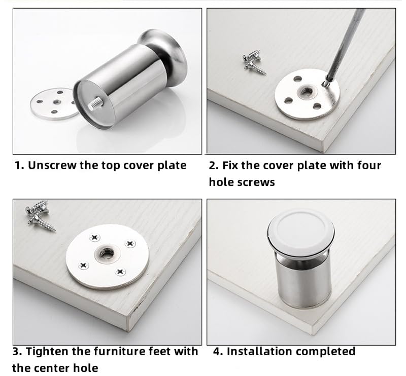 Table legs - bathroom cabinet legs - bathroom furniture legs - desk legs - shoe cabinet legs - wardrobe legs - TV cabinet legs - cabinet legs - wardrobe legs - bookcase legs - dressing table - dining table - footstool - stainless steel - 4 pieces - Image 5
