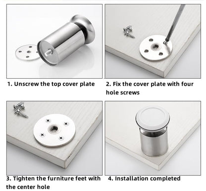 Table legs - bathroom cabinet legs - bathroom furniture legs - desk legs - shoe cabinet legs - wardrobe legs - TV cabinet legs - cabinet legs - wardrobe legs - bookcase legs - dressing table - dining table - footstool - stainless steel - 4 pieces - Image 5