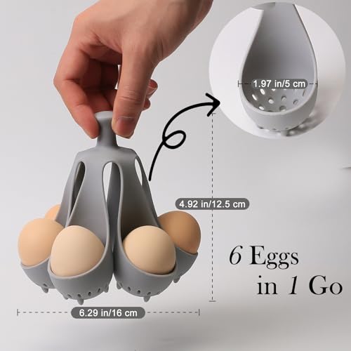 Egg cooker - baking supplies - egg cooker 6 eggs - egg carton - kitchen utensils - egg cooker - egg cooker mold - silicone egg cooker - silicone - silicone mold - silicone kitchen utensils - gray - 1 piece - Image 2