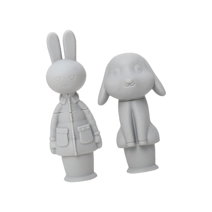 Wine stopper - festival cap - Beer stopper - Champagne stopper - Wine stopper - Bottle stopper - beer package - Rabbit - silicone - silicone stopper - bottle cap for festivals - gray - 2 pieces - Image 3
