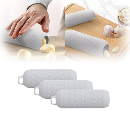 Garlic Peeler - Garlic Press - Garlic Peeler - Kitchen Utensils - Silicone - Silicone Garlic Press - Manual Garlic Press - Garlic Rolling Pin - Gray - 3 Pieces