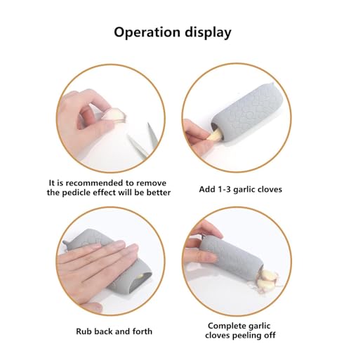Garlic Peeler - Garlic Press - Garlic Peeler - Kitchen Utensils - Silicone - Silicone Garlic Press - Manual Garlic Press - Garlic Rolling Pin - Gray - 3 Pieces - Image 4