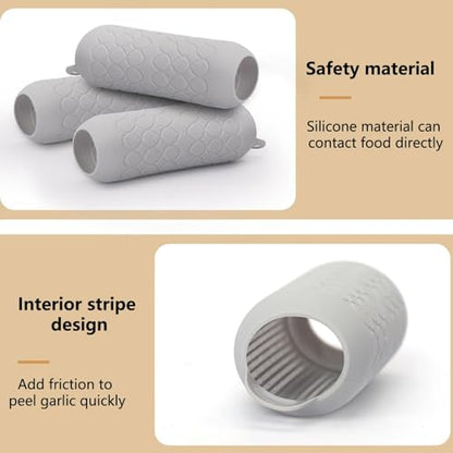 Garlic Peeler - Garlic Press - Garlic Peeler - Kitchen Utensils - Silicone - Silicone Garlic Press - Manual Garlic Press - Garlic Rolling Pin - Gray - 3 Pieces - Image 5