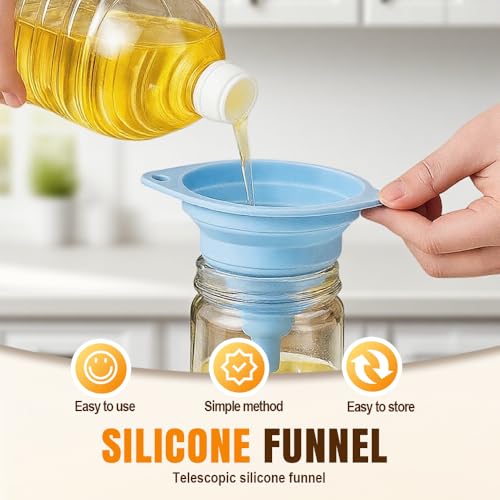 Funnel - Olive oil funnel - Wine funnel - Beer funnel - Champagne funnel - Kitchenware - Silicone - Silicone funnel - Manual funnel - Gray - Blue - Green - 3 pieces - Image 2