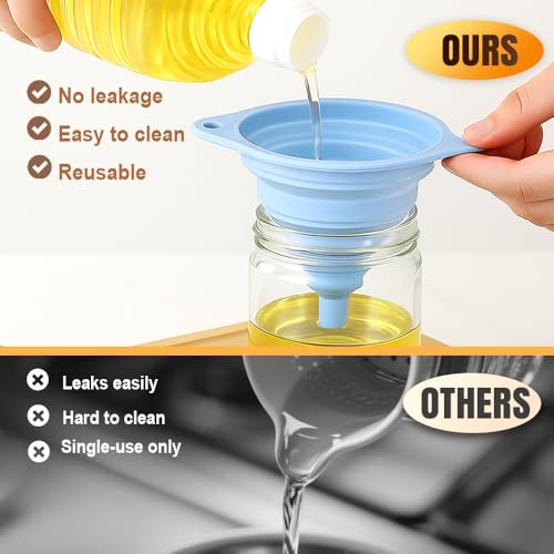 Funnel - Olive oil funnel - Wine funnel - Beer funnel - Champagne funnel - Kitchenware - Silicone - Silicone funnel - Manual funnel - Gray - Blue - Green - 3 pieces - Image 3