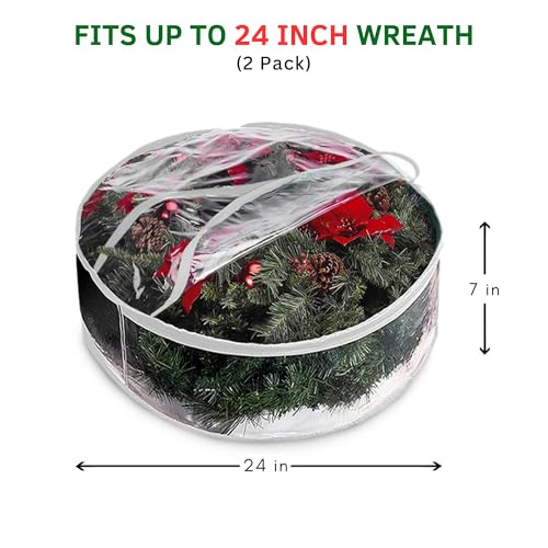 Storage bag - Christmas wreath organizer - Transparent Christmas wreath - Storage box - Christmas tree storage bag - Wreath organizer - Artificial wreath organizer - Organizer - With handle - White - 60 cm - 2 pieces - Image 2