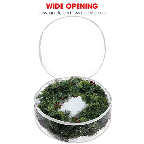 Storage bag - Christmas wreath organizer - Transparent Christmas wreath - Storage box - Christmas tree storage bag - Wreath organizer - Artificial wreath organizer - Organizer - With handle - White - 60 cm - 2 pieces - Image 3