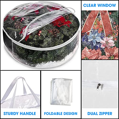 Storage bag - Christmas wreath organizer - Transparent Christmas wreath - Storage box - Christmas tree storage bag - Wreath organizer - Artificial wreath organizer - Organizer - With handle - White - 60 cm - 2 pieces - Image 4