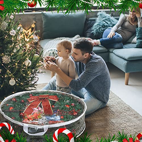 Storage bag - Christmas wreath organizer - Transparent Christmas wreath - Storage box - Christmas tree storage bag - Wreath organizer - Artificial wreath organizer - Organizer - With handle - White - 60 cm - 2 pieces - Image 6