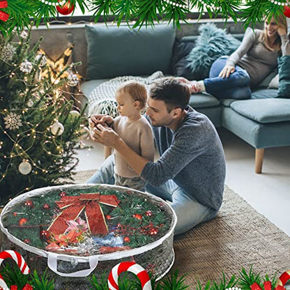 Storage bag - Christmas wreath organizer - Transparent Christmas wreath - Storage box - Christmas tree storage bag - Wreath organizer - Artificial wreath organizer - Organizer - With handle - White - 60 cm - 2 pieces - Image 6