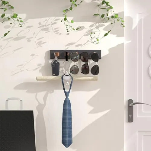 3 Pieces Wall-Mounted Sunglasses Organiser Rack with Wooden Display Bars for Eyewear Storage, Home Decor and Easy Access, Dark Grey and Grey - Image 7