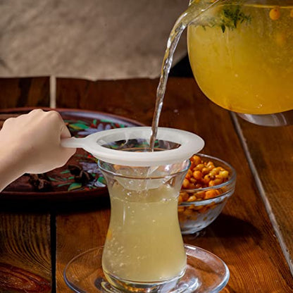 Sieve - Fine sieve - Soy milk sieve - Juicer sieve - Filter - With handle - Kitchen - Ladle - filtering coffee, juice, oil, soy milk - white - 3 pieces - Image 7
