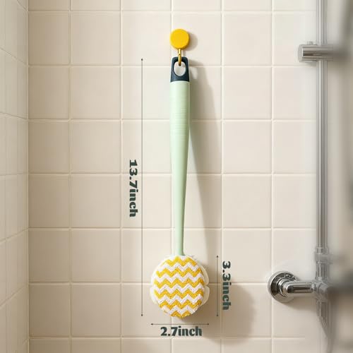 Brush - Bath brush - Shower brush - Scrub brush - Dry brush - Body brush - Long-handled brush - Sponge brush - Bath sponge - Scrubbing brush - Back scrub brush - Double-sided bath brush - Green - 1 piece - Image 2