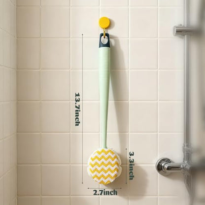 Brush - Bath brush - Shower brush - Scrub brush - Dry brush - Body brush - Long-handled brush - Sponge brush - Bath sponge - Scrubbing brush - Back scrub brush - Double-sided bath brush - Green - 1 piece - Image 2