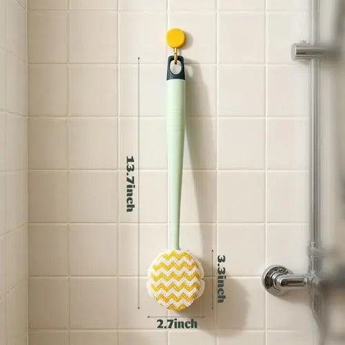 Long Handle Bath Brush with Soft Sponge Head for Back Scrubbing, Shower Cleansing and Easy-Reach Body Care, Green - Image 2
