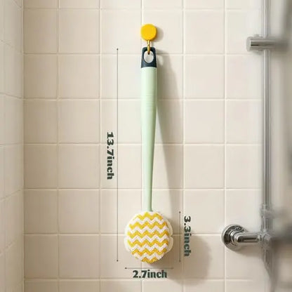 Long Handle Bath Brush with Soft Sponge Head for Back Scrubbing, Shower Cleansing and Easy-Reach Body Care, Green - Image 2